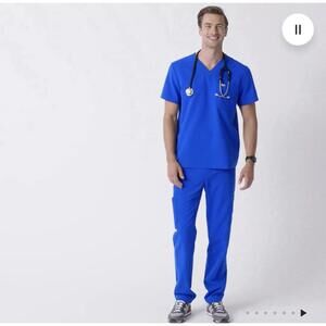 Figs set mens XXL blue scrubs axim cargo chisec top nurse doctor dentist